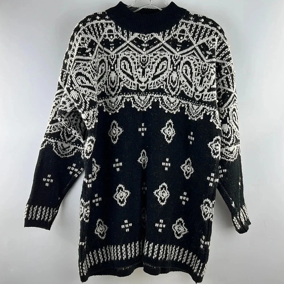 Star Cody Vintage Oversized Mock Neck Wool Blend Pullover Sweater Pearls Size M - Picture 1 of 12